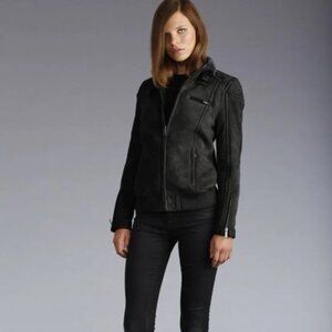 WOMENS UGG AUSTRALIA MURRAY LAMB SHEARLING MOTORCYCLE JACKETE SZ S SMALL